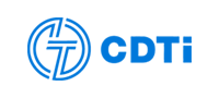 A blue and white logo of cdt